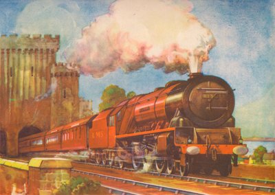 爱尔兰邮报（LMS）经过康威大桥（Conway Bridge），1940年 作者 不明