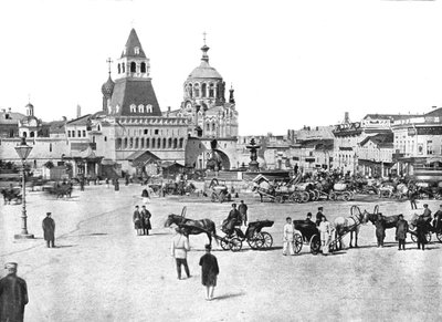 俄罗斯卢比扬卡广场上的尼古拉耶夫斯基喷泉，1895年。 作者 不明