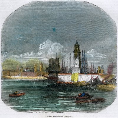 西班牙加泰罗尼亚巴塞罗那的旧港口，建于1880年 作者 不明