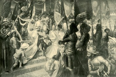 威尔士亲王在1901年在加尔各答授予印度之星勋章。 作者 不明