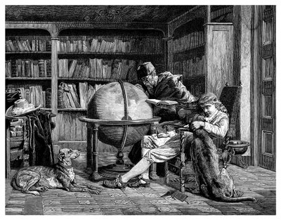 教授及其学生，1882年 作者 不明