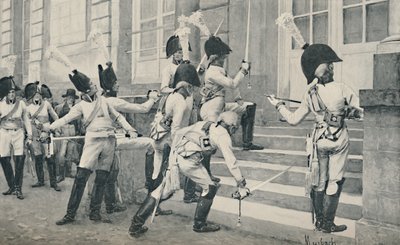 普鲁士贵族后卫在法国使馆台阶上锐利的剑，1896年 作者 不明