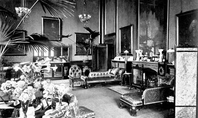 伦敦威斯敏斯特宫演讲厅的红色客厅，c1905年 作者 不明