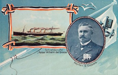 党卫军威廉·德·格罗斯（Kaiser Wilhelm der Grosse）和奥托·库珀（Otto Cuppers）船长，摄于1905年。 作者 不明