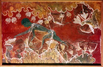 克里特岛克诺索斯米诺斯皇宫的 "藏红花采集者 "壁画，约公元前15世纪 作者 不明