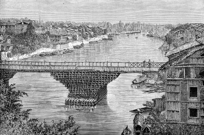 巴基斯坦杰赫勒姆河上的斯利那加大桥，1895年 作者 不明