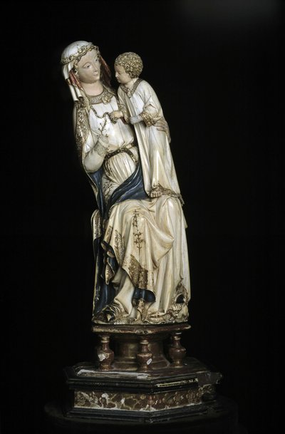 The Virgin and the Child Jesus. Marble statue around 1350-1375. 45 cm Collegiale Notre Dame. Villeneuve les Aviignons (Gard). 作者 Unbekannt