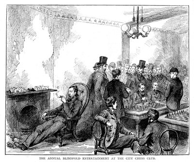 1876年在城市国际象棋俱乐部举行的年度眼罩娱乐活动 作者 不明