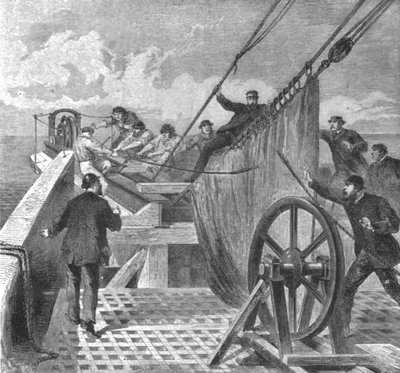 1865年8月2日，大东方船上的大西洋电缆断裂。1901年。 作者 不明