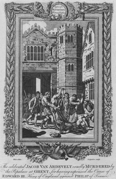 著名的雅各布·范·阿德维尔特（Jacob Van Ardevelt）在根特被平民百姓残酷地谋杀，大约1787年 作者 不明