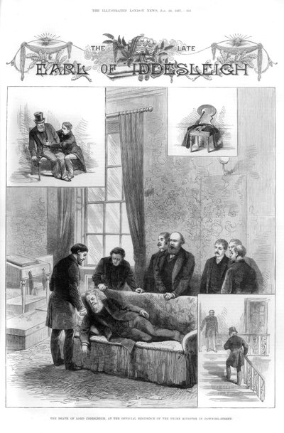 伊德斯利勋爵（Lord Iddesleigh）在伦敦唐宁街（Downing Street）的去世，1887年 作者 不明