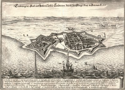 瑞典兰茨克鲁纳的防御工事，在斯堪尼亚战争中被丹麦人占领，1676年 作者 不明