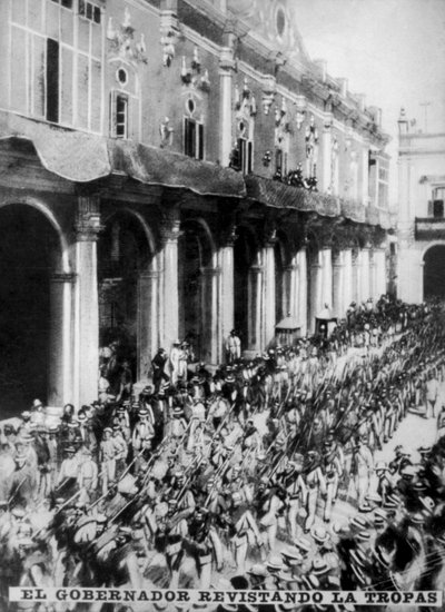 1868年，1920年代，总督检查新到的部队 作者 不明