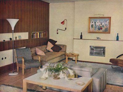 伦敦公寓的起居室，由SRI彻马耶夫（Serge Chermayeff）重新设计，1936 作者 不明