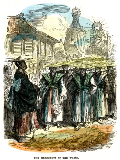 病房的商人，日本横滨的新年节日游行，1872年 作者 不明