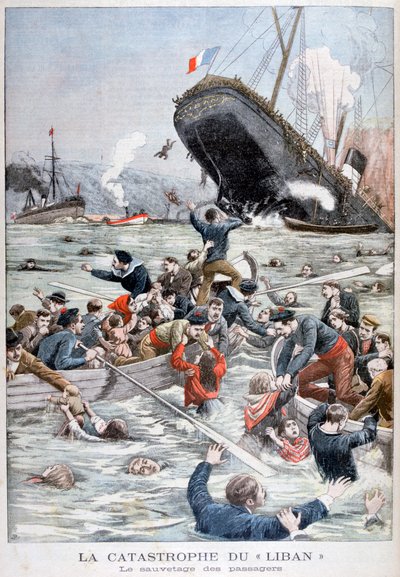 丽班客轮与另一艘船相撞后沉没，1903年 作者 不明