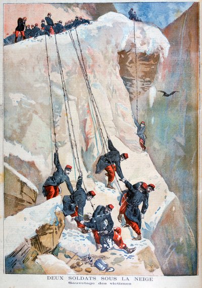 1894年雪崩后营救了两名法国士兵 作者 不明