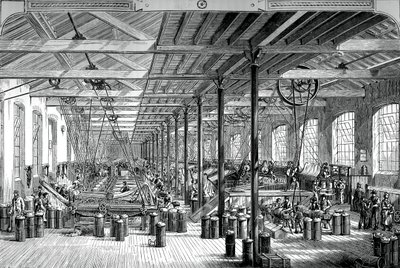 Shadwell绳索厂的纺纱室c1880 作者 不明