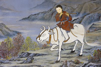 禅宗十牧牛图代表启蒙阶段 牛背上回家，首尔，南科瑞 作者 不明