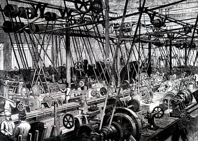 Robert Stephenson and Company 的工具和车床车间。 作者 不明