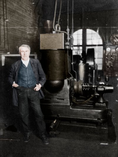 美国发明家托马斯·阿尔瓦·爱迪生（Thomas Alva Edison），1880年代首次生产电灯发电机 作者 不明