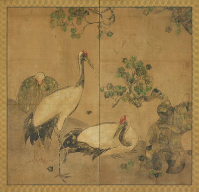 树下的三只鹤，江户时期，1615-1868。 作者 不明