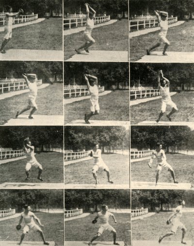 扔铁饼时不转弯，1908年。 作者 不明