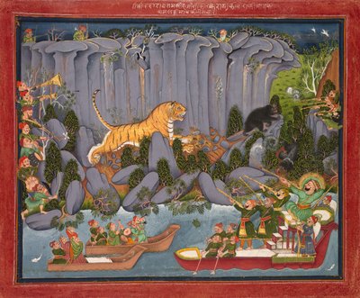 拉姆·辛格二世的老虎狩猎，c。 1830-1840年。 作者 不明
