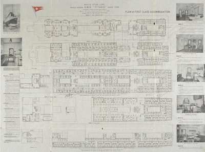 泰坦尼克号头等舱甲板计划，1911年 作者 不明