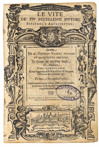 标题页出自：乔治·瓦萨里（Giorgio Vasari），《最优秀的意大利画家的生平》，雕刻家，1568年。 作者 不明
