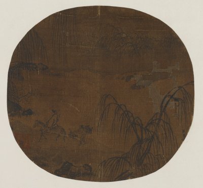 柳树下的旅行者，元或明朝，1279-1644年。 作者 不明