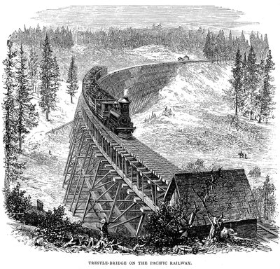 美国联合太平洋铁路的栈桥，1876年 作者 不明