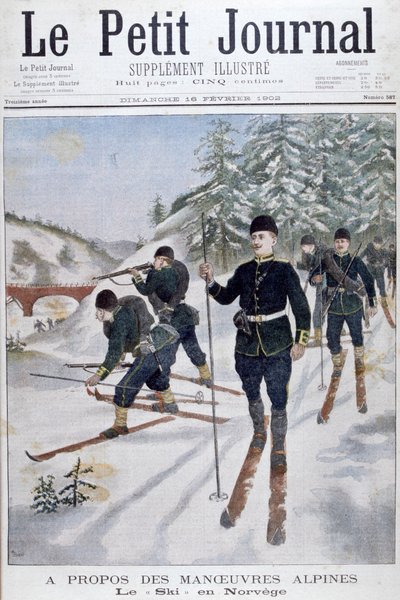1902年，挪威高山滑雪橇上的部队 作者 不明