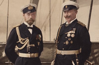 沙皇尼古拉二世和德皇威廉二世在比约克，1905年。 作者 不明