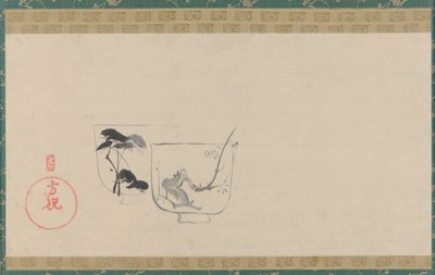两只分别饰有松树和梅花的杯子，江户时代，大概是19世纪。 作者 不明