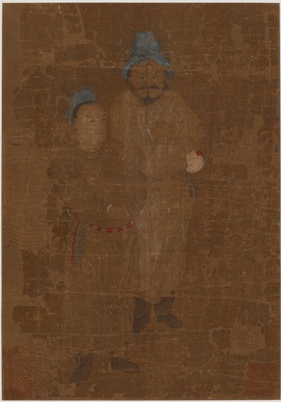 两个男性人物，站立，明朝，17世纪。 作者 不明