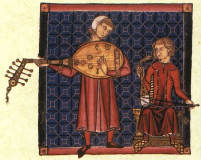 两个细颈。 cantigas de Santa Maria食品法典中的插图，c。 1280 作者 不明