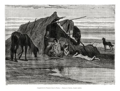 Tziganes露营在Puszta，1886年 作者 不明