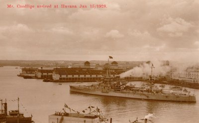 美国总统卡尔文·柯立芝抵达哈瓦那参加1928年1月15日的泛美会议 作者 不明