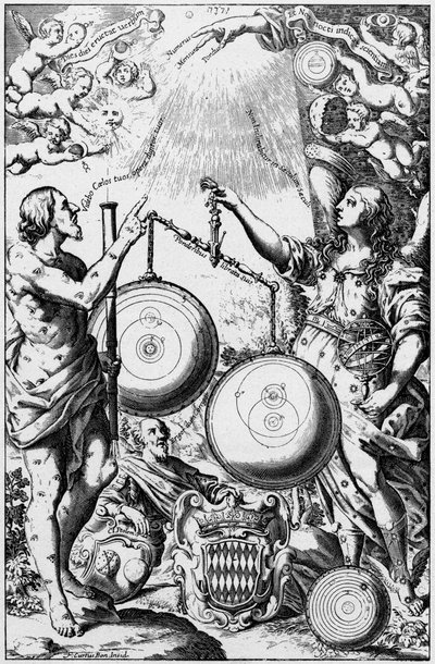 天文学的缪斯女神乌拉尼亚（Urania），对宇宙系统进行称重和比较，1651年 作者 不明