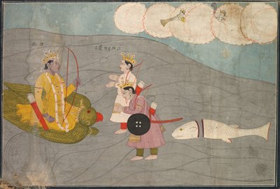 Vanasuras Sons提交给克里希纳：克里希纳·里拉（Krishna Lila）阿尼鲁达（Aniruddha Usha）节的场景，c。 1840年。 作者 不明
