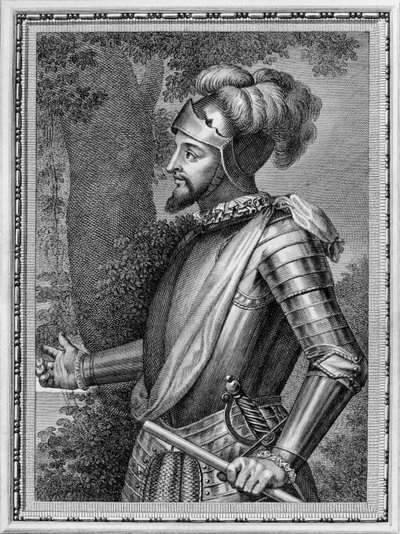 瓦斯科·努涅斯·德·巴尔博亚（VascoNúñezde Balboa）1475-1519，来自1791年的杰出西班牙人的肖像 作者 不明