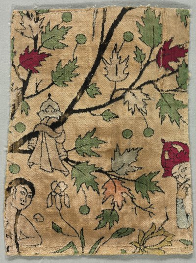 天鹅绒碎片，胡斯劳看到希林洗澡，1550-99。 作者 不明
