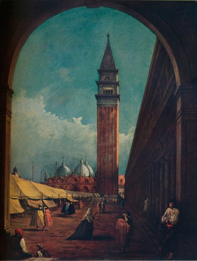 威尼斯：圣马可广场的集市，通过西南端的拱门看到，c1863 作者 不明