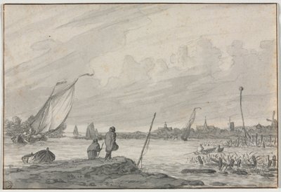 阿尔克马尔（Alkmaar）风景与小船，1600年代。 作者 不明