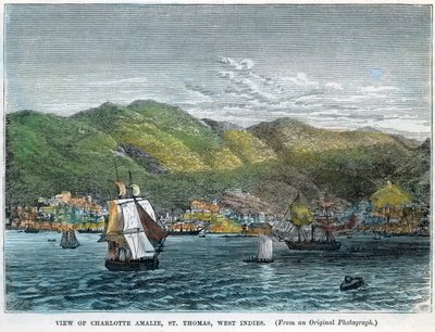 西印度群岛圣托马斯（Charles Amalie）夏洛特·阿马利亚（Charlotte Amalie）的景色，建于1880年 作者 不明