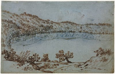 内米湖recto小群罗马废墟的反面视图，c。 1650。 作者 不明