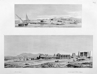 埃及卢克索的卢克索和底比斯神庙的视图，大约1808年 作者 不明