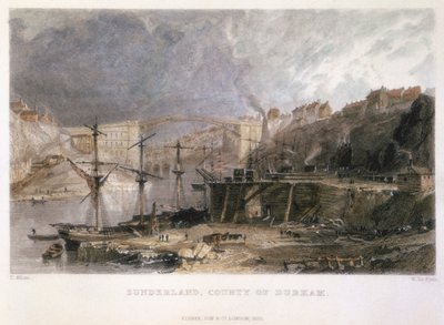 桑德兰和向东看铁桥的景色，1833年 作者 不明