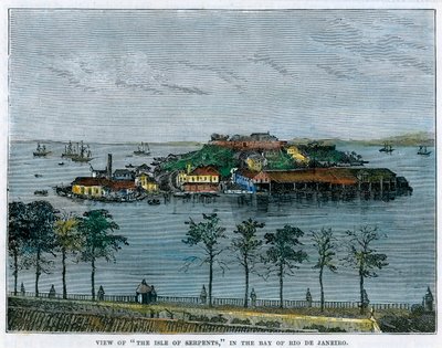 蛇岛的景色，在巴西里约热内卢湾，c1880 作者 不明